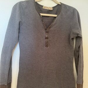Y2K Vintage Gray Long Sleeve Henley Top